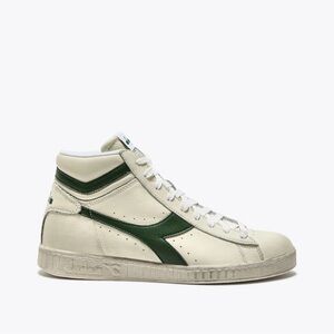 Diadora White Low-Top Sneakers with Green Accent